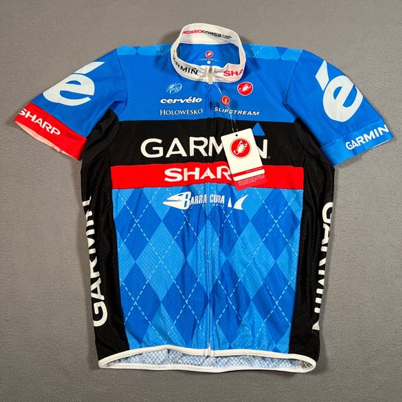 Castelli Garmin-Sharp Team Jersey Medium Men Cycling Full Zip Pockets Stretch - Picture 1 of 9